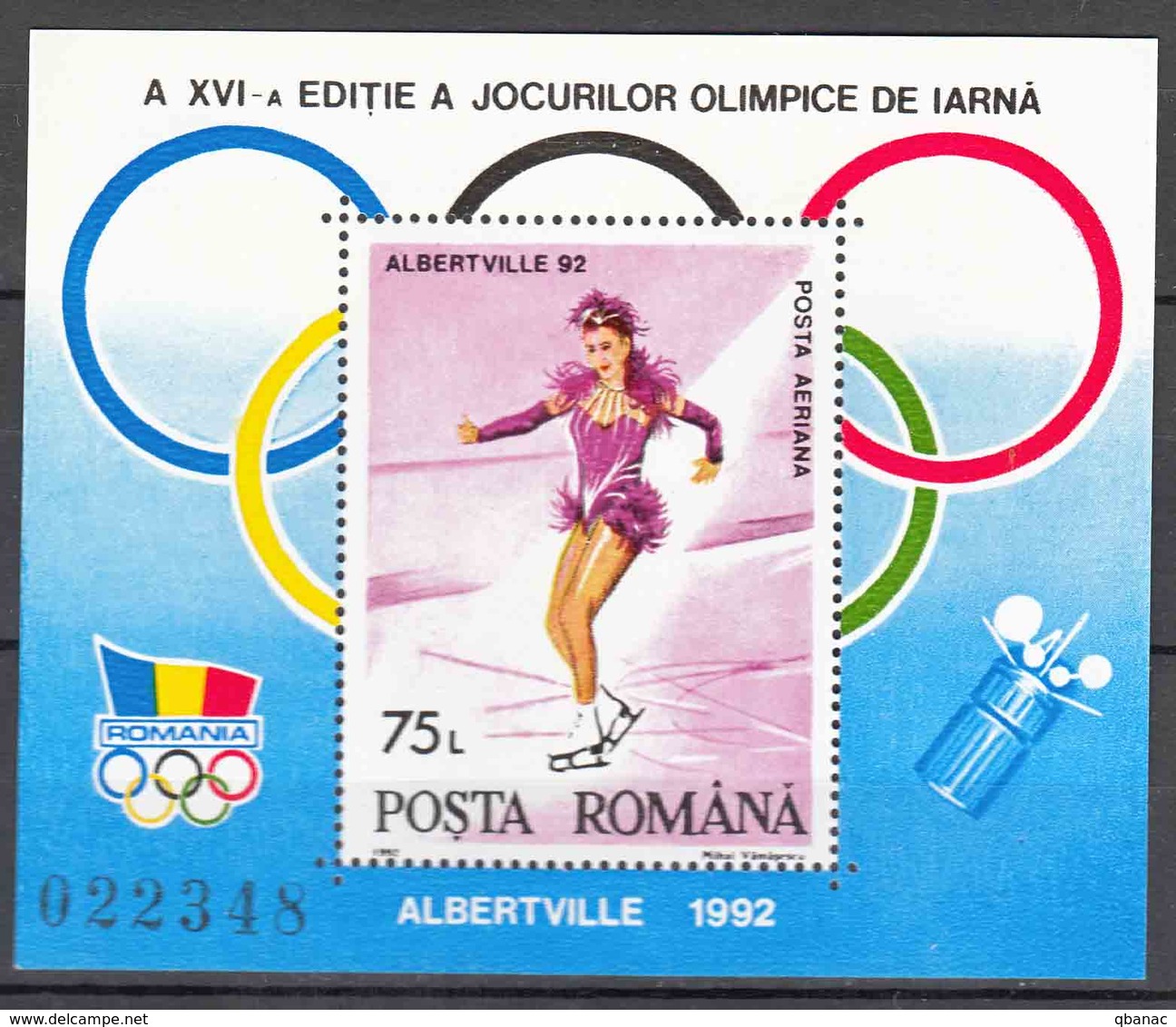 Romania 1992 Winter Olympic Games Mi#Block 269 Mint Never Hinged - Ongebruikt