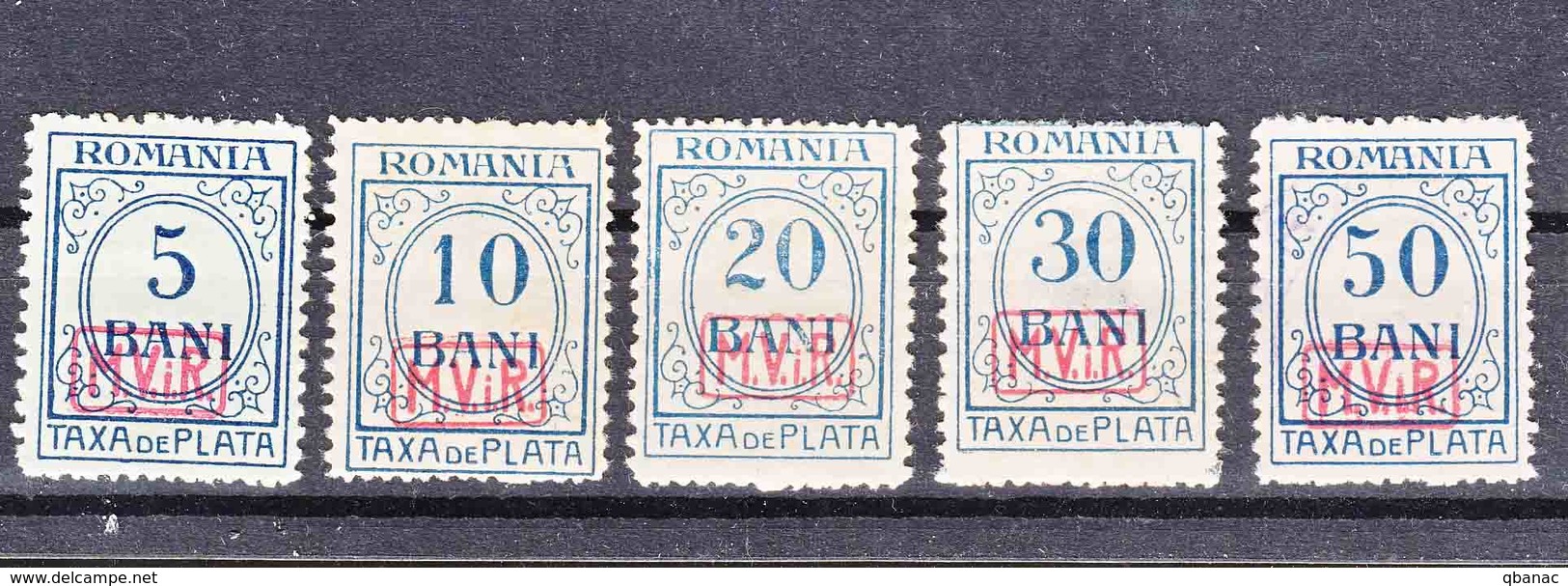 Germany Occupation Romania In WWI 1918 Porto Mi#1-5 Mint Hinged - Ungebraucht