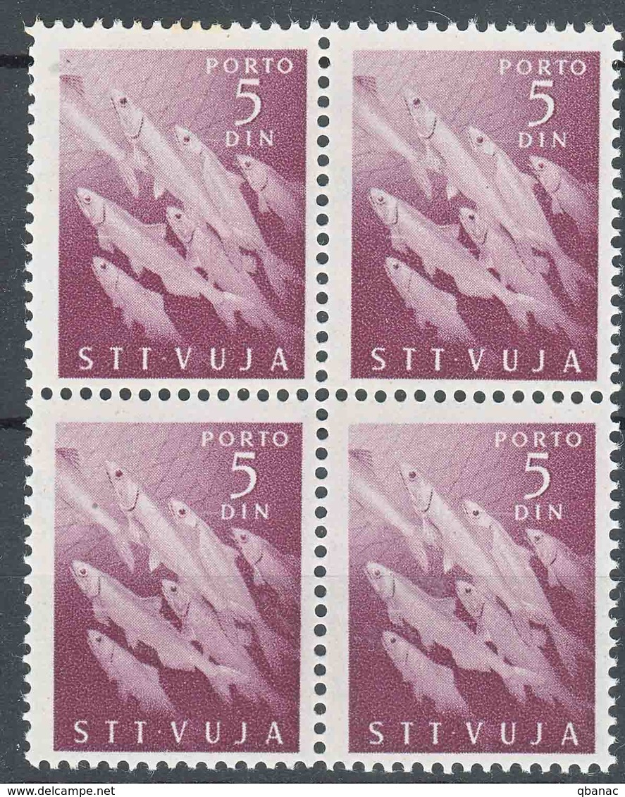 Italy Yugoslavia Trieste Zone B Porto 1950 Fish Pesci Mi#10 Sassone#10 Mint Never Hinged Piece Of Four - Mint/hinged