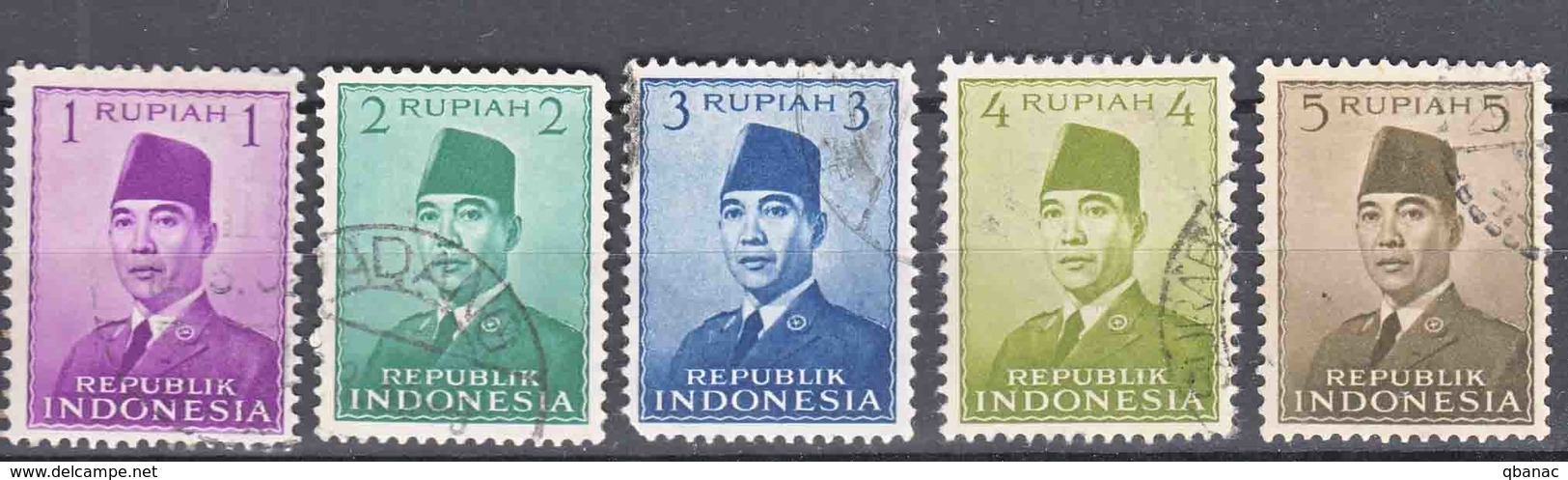 Indonesia 1951 Mi#82-86 Used - Indonesië