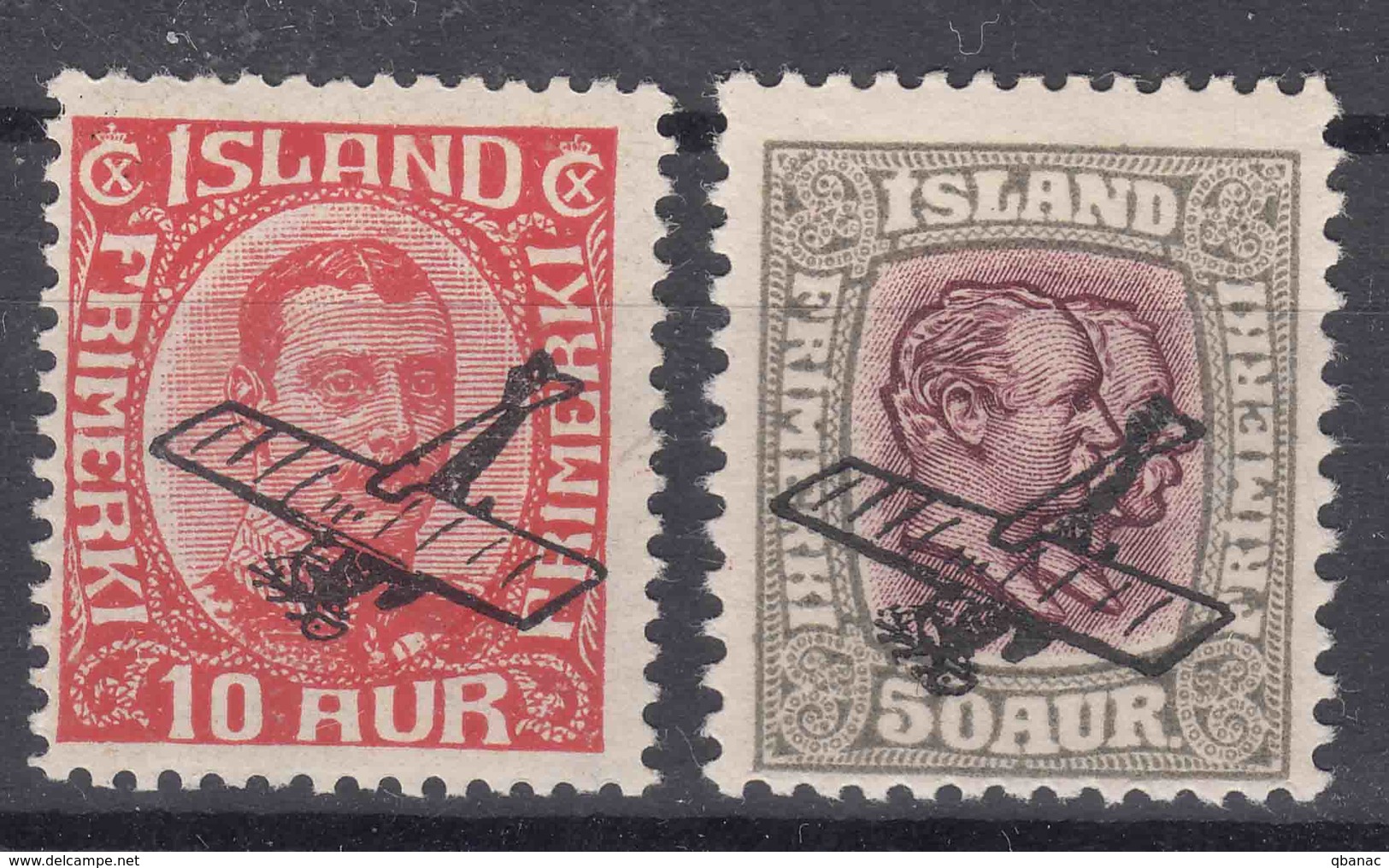 Iceland Island Ijsland 1928 Airmail Mi#122-123 Mint Hinged - Ungebraucht