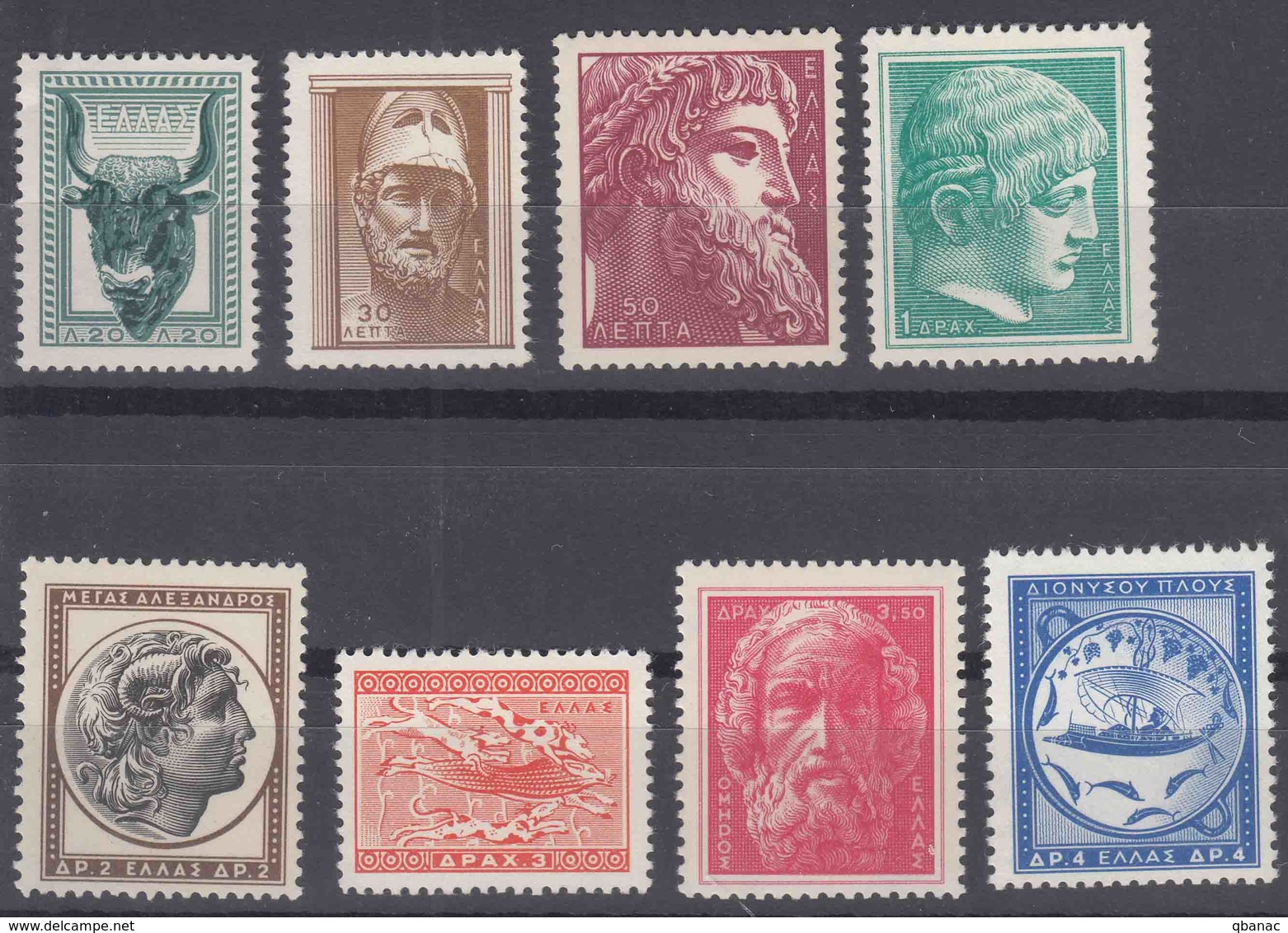 Greece 1954 Antique Art Mi#624-631 Mint Never Hinged - Unused Stamps