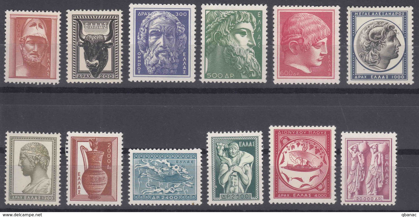 Greece 1954 Antique Art Mi#603-614 Mint Never Hinged - Unused Stamps
