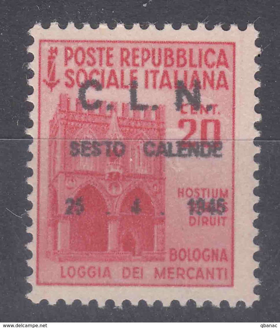 Italy Social Republic 1945 C.L.N. Sesto Calende Sassone#P3 Mint Never Hinged, Expert Mark Alberto Diena - Nationales Befreiungskomitee