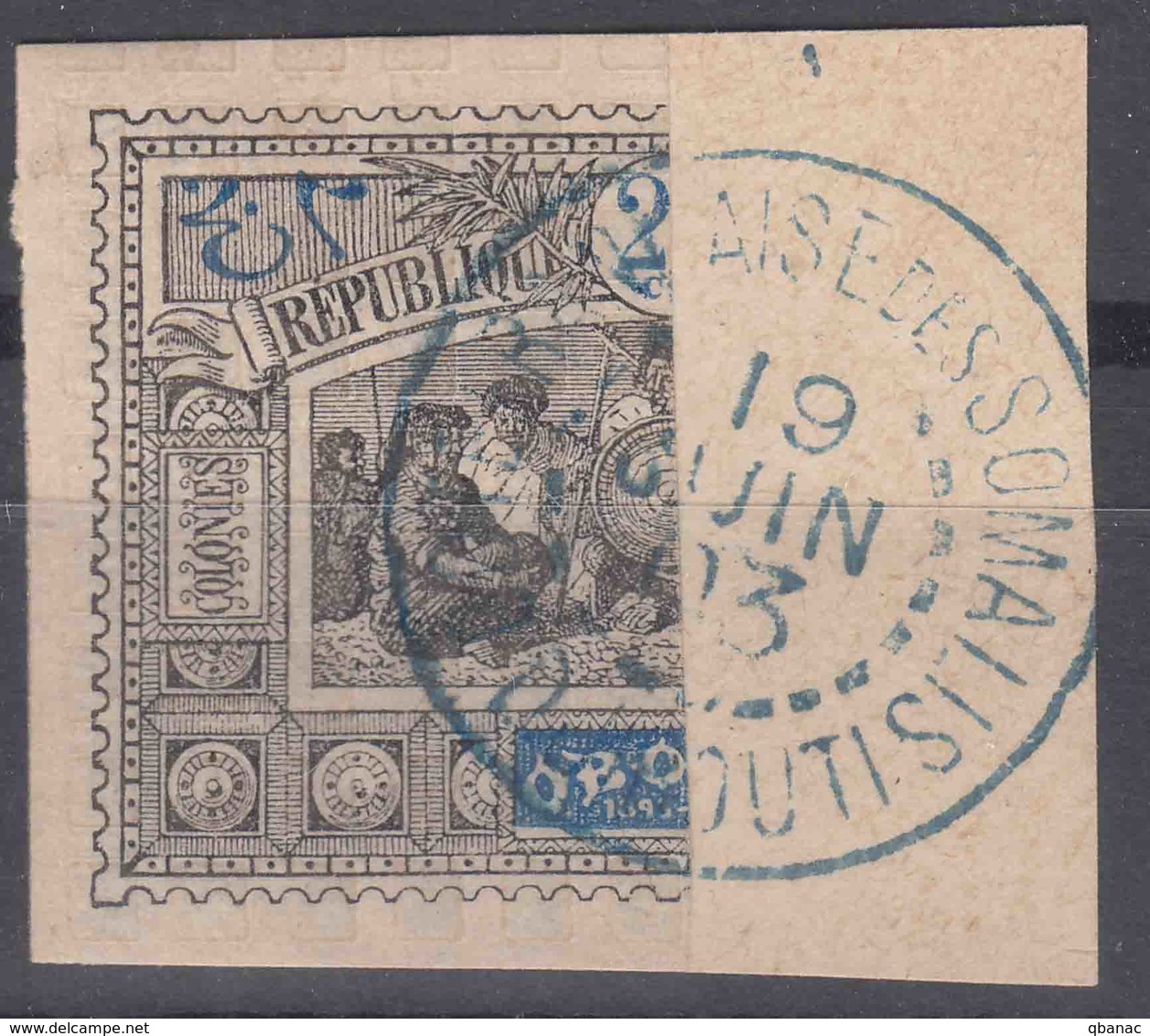 Obock 1894 Yvert#54a Used Bisect On Fragment - Gebruikt