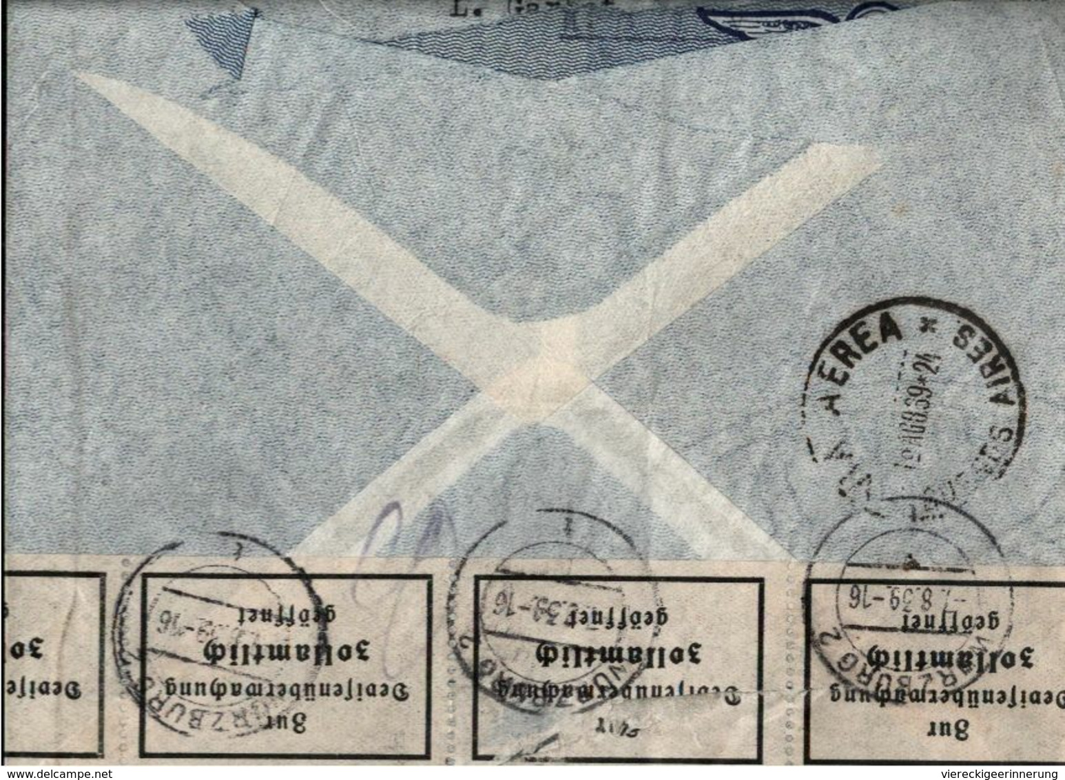 ! 1939 Via Condor Luftpost Brief  Aus Argentinien Nach Würzburg, Devisenüberwachung - Cartas & Documentos