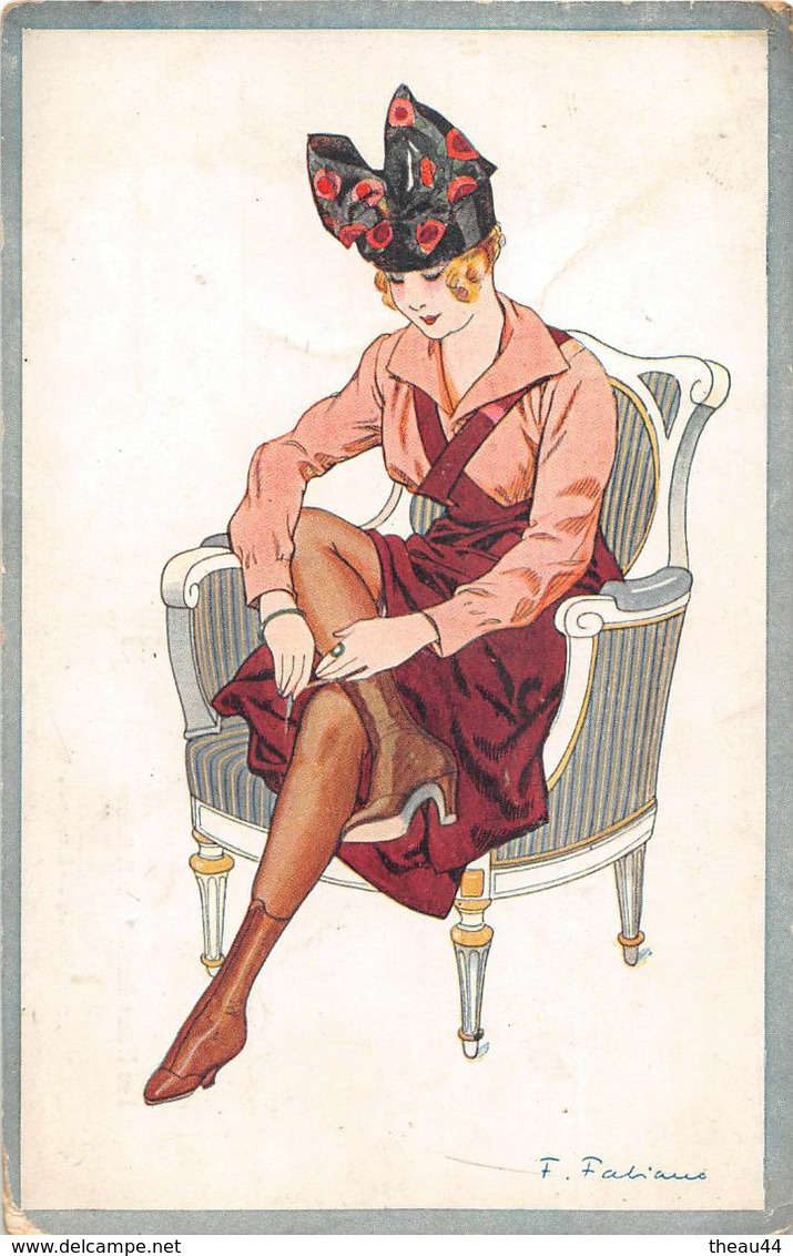 ¤¤   -   ILLUSTRATEUR  " FABIANO "   -  Femme Laçant Ses Bottines    -  ¤¤ - Fabiano