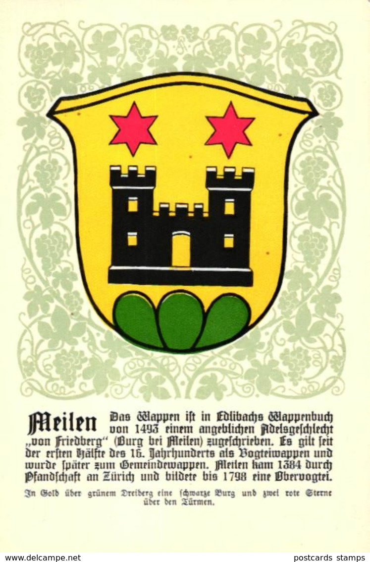 Zürich, Züricher Gemeindewappen, Meilen, Ca. 20er Jahre - Meilen