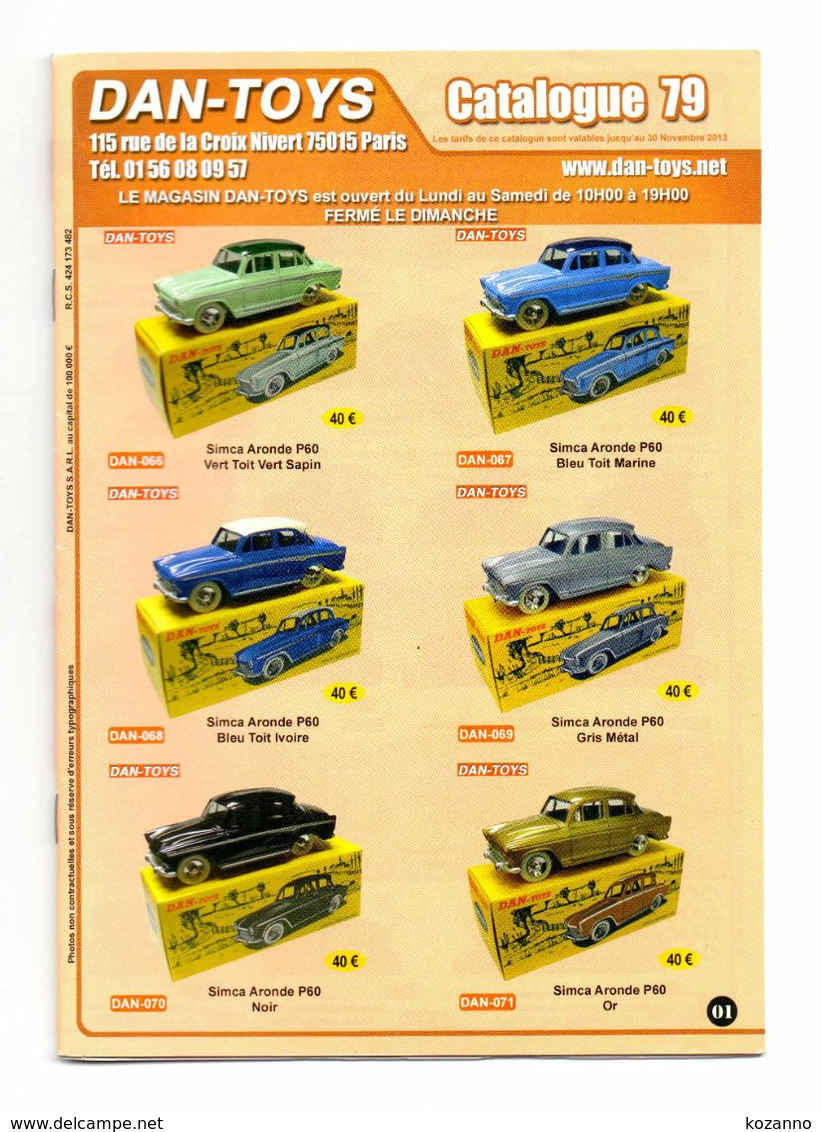 DAN TOYS - CATALOGUE N°79: NOVEMBRE 2013 + De 500 MODEL REDUIT VEHICULE / AUTOMOBILE / PHOTO Avec PRIX VALEUR ESTIMATION - Catálogos