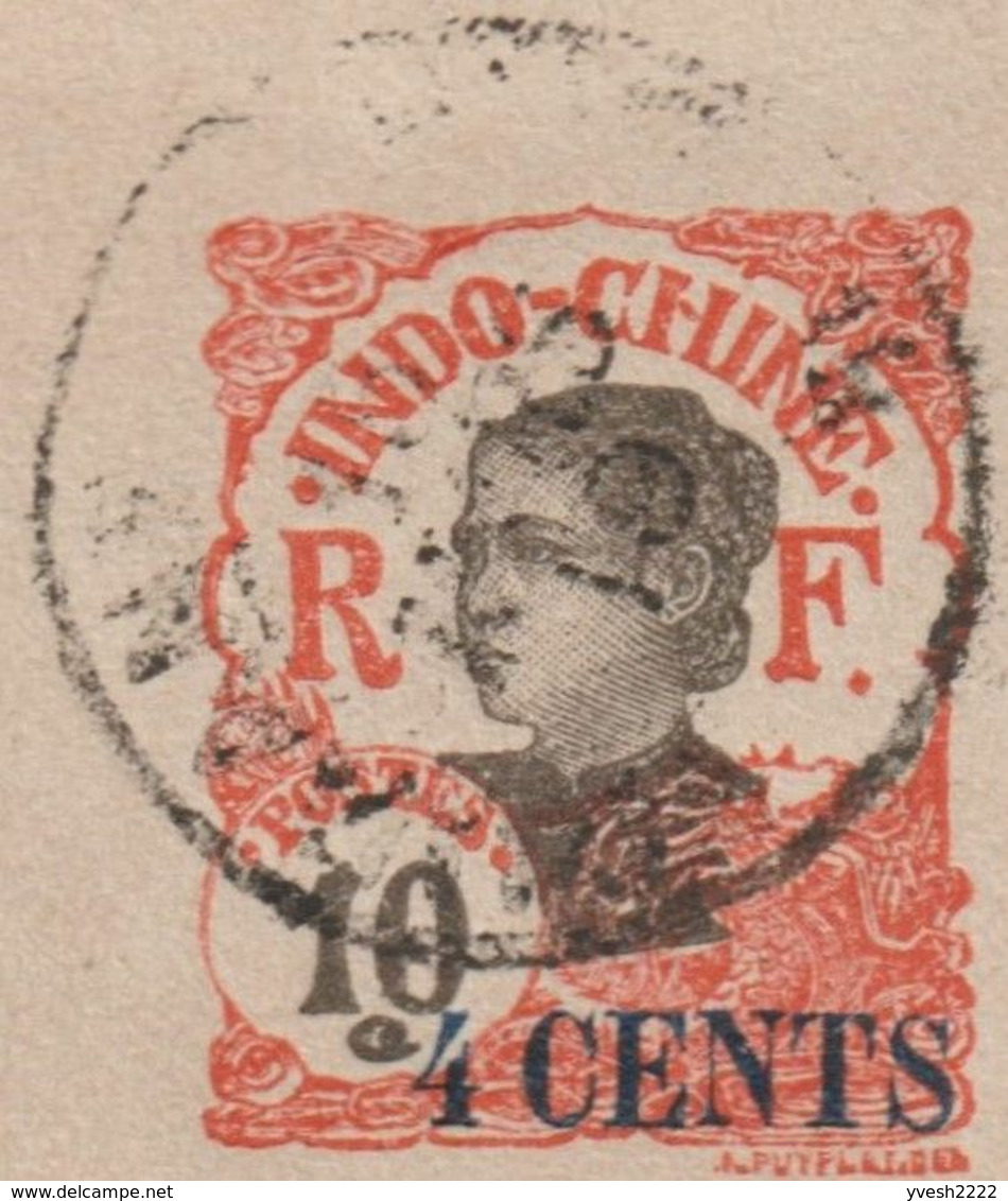 Indochine 1919. Entier Postal Enveloppe EN43a, 4 Cents Papier Grisâtre, Millésime 813 - Briefe U. Dokumente