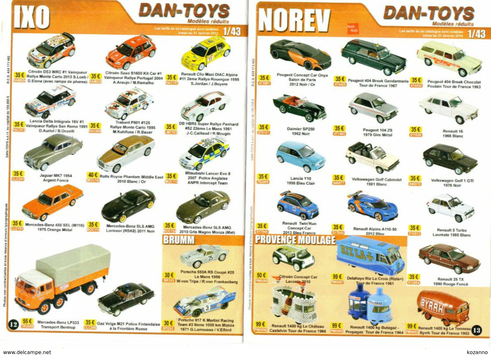 DAN TOYS - CATALOGUE N°81: JANVIER 2014 + De 500 MODEL REDUIT VEHICULE / AUTOMOBILE / PHOTO Avec PRIX VALEUR ESTIMATION - Catalogues & Prospectus