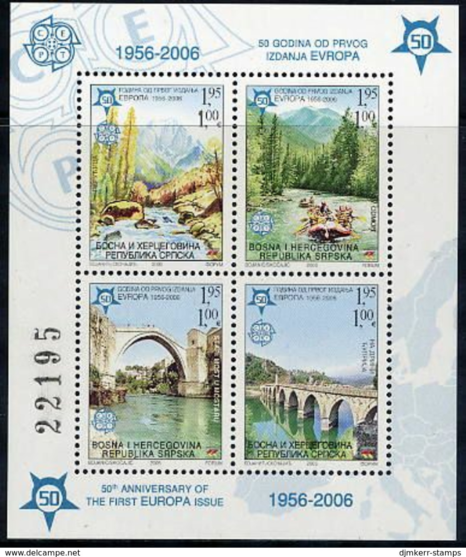 BOSNIAN SERB REPUBLIC 2005 50th Anniversary Of Europa Stamps Block  MNH / **.  Michel Block 13A - Bosnië En Herzegovina