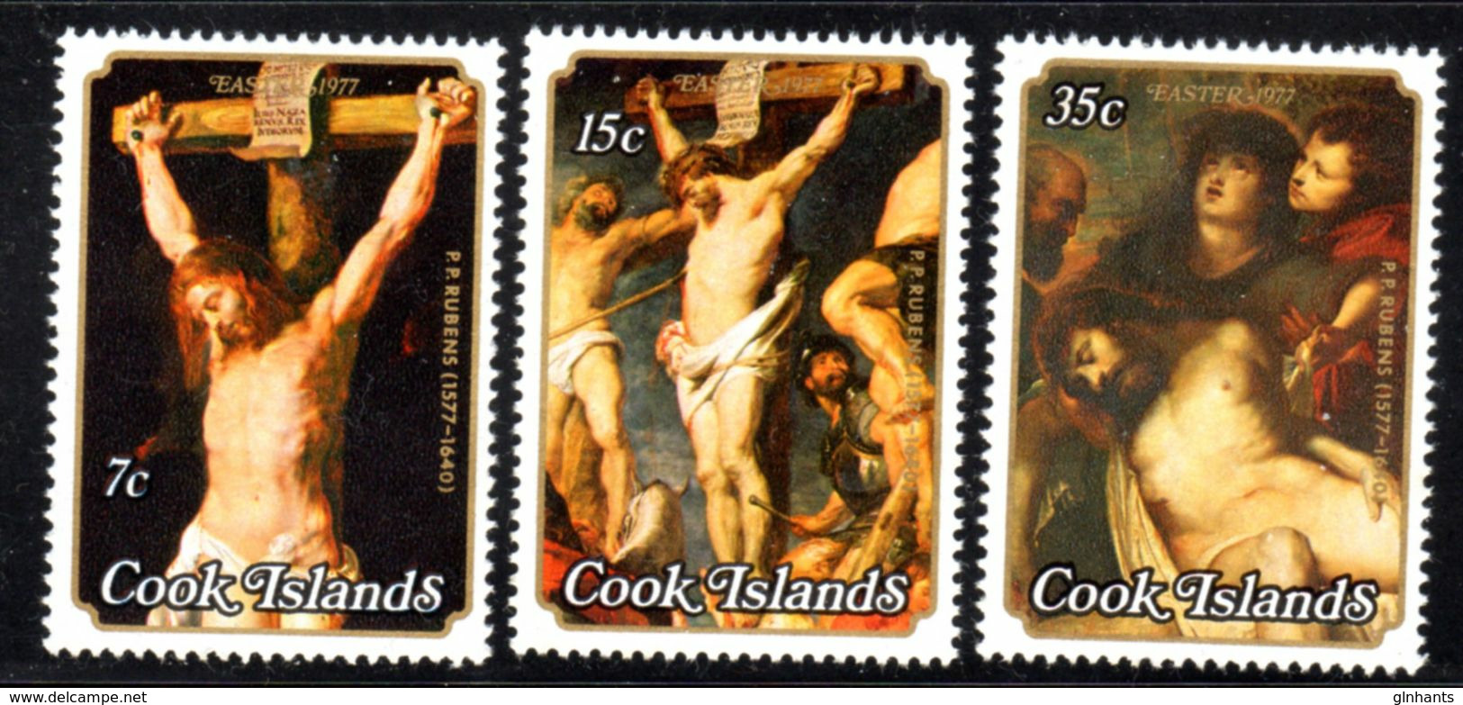 COOK ISLANDS - 1977 EASTER RUBENS ANNIVERSARY SET (3V) FINE MNH ** SG 571-573 - Cookinseln