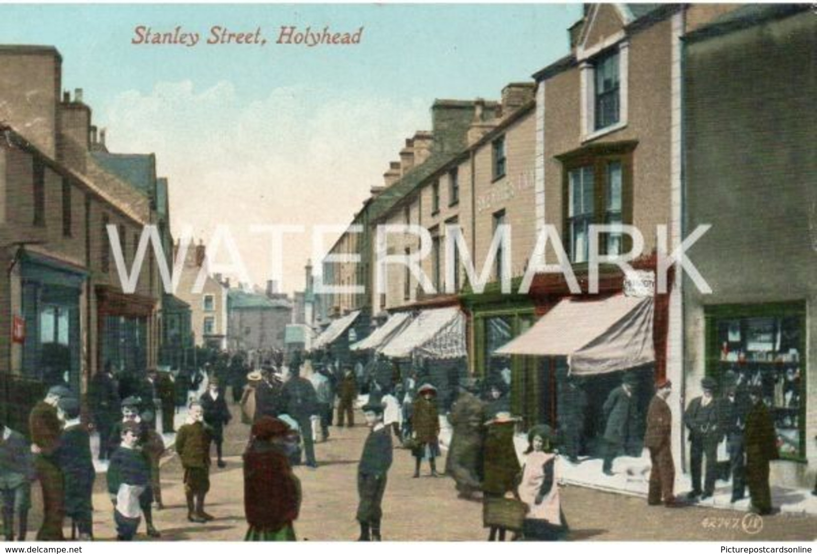 HOLYHEAD STANLEY STREET OLD COLOUR POSTCARD WALES - Anglesey