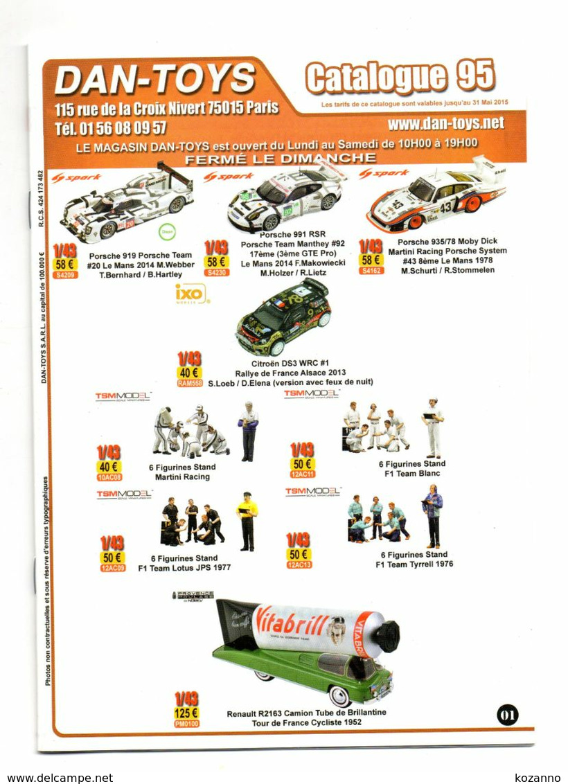 DAN TOYS - CATALOGUE N°95: MAI 2015 + De 500 MODEL REDUIT VEHICULE / AUTOMOBILE / PHOTO Avec PRIX VALEUR ESTIMATION - Catalogues