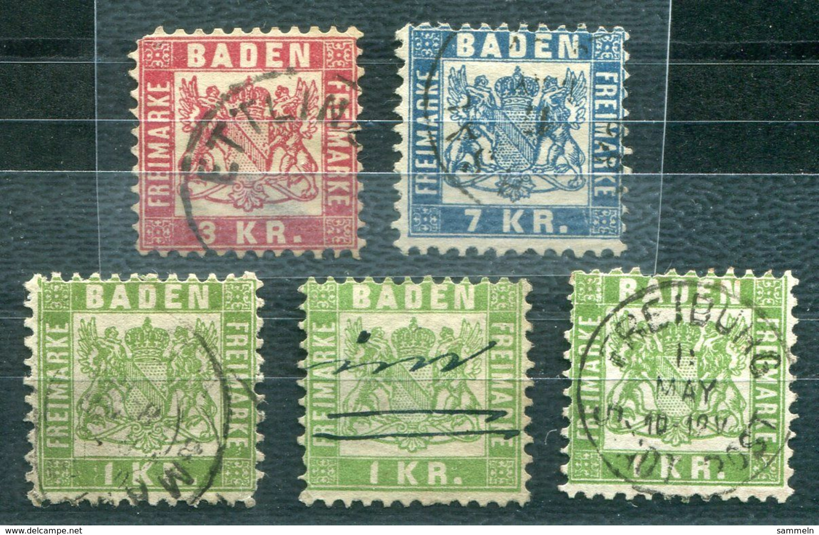 F0493 - ALTDEUTSCHLAND-BADEN - Mi.Nr. 23 (3), 24 (II.Wahl) Und 25 - Oblitérés