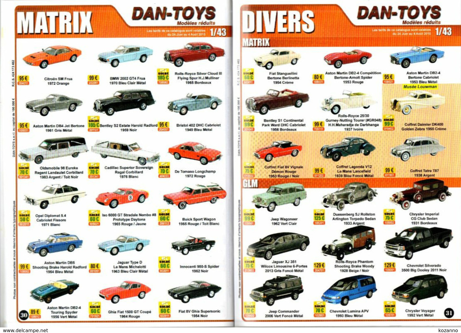 DAN TOYS - CATALOGUE N°97: JUILLET 2015 + De 500 MODEL REDUIT VEHICULE / AUTOMOBILE / PHOTO Avec PRIX VALEUR ESTIMATION - Catalogues & Prospectus