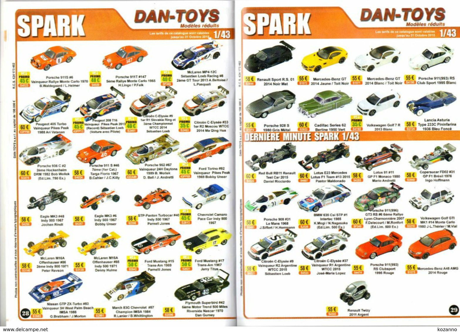 DAN TOYS - CATALOGUE N°99: OCTOBRE 2015 + De 500 MODEL REDUIT VEHICULE / AUTOMOBILE / PHOTO Avec PRIX VALEUR ESTIMATION - Catalogues & Prospectus