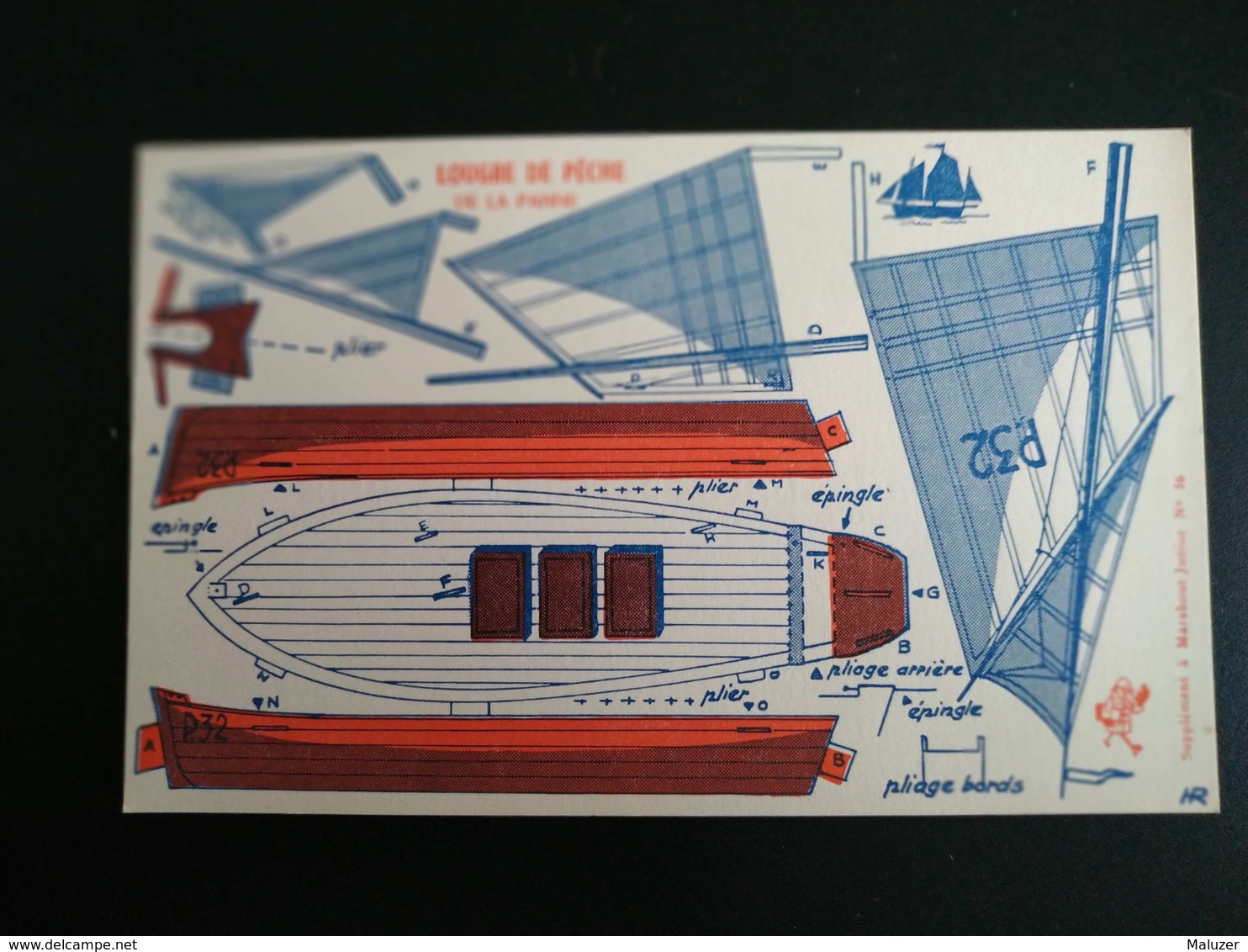 SUPPLÉMENT A MARABOUT JUNIOR MAQUETTE MODELE REDUIT CARTON  BATEAU LOUGRE DE PECHE DE LA PANNE - Schiffe