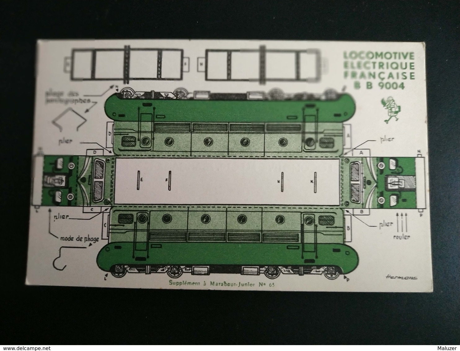 SUPPLÉMENT A MARABOUT JUNIOR N°91 MAQUETTE MODELE REDUIT CARTON  LOCOMOTIVE ELECTRIQUE FRANÇAISE BB 9004 - Altri & Non Classificati