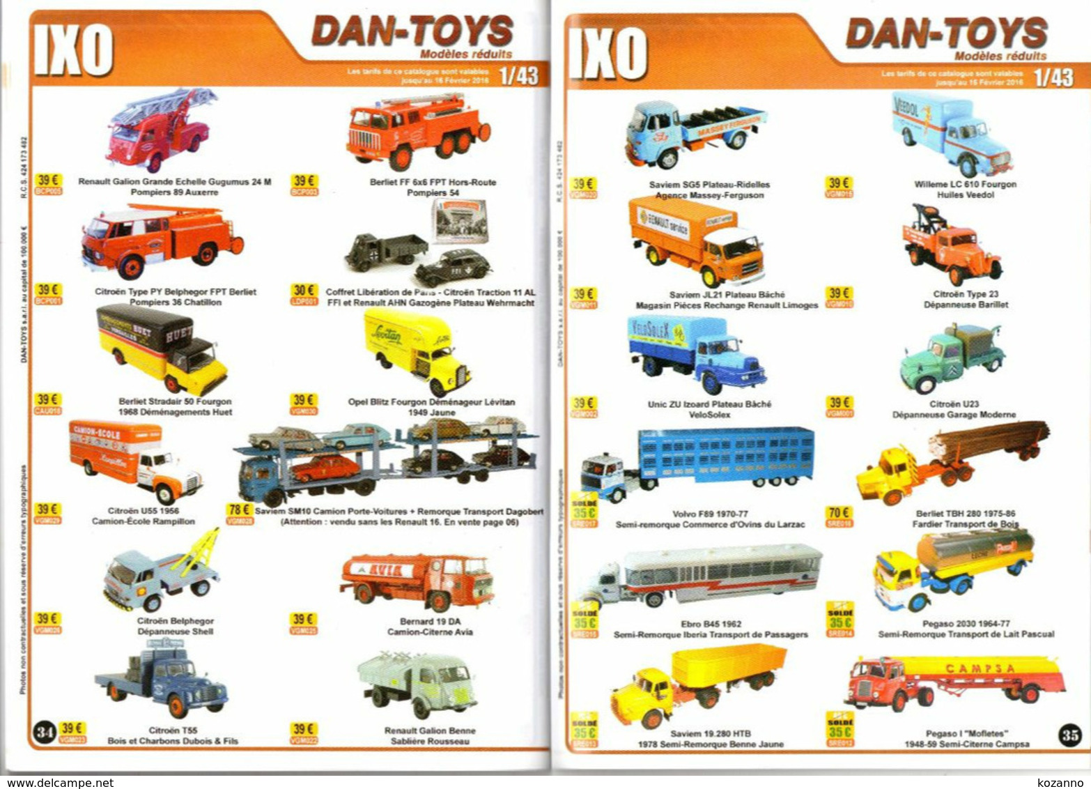 DAN TOYS - CATALOGUE N°102: FEVRIER 2016  + 500 MODEL REDUIT VEHICULE / AUTOMOBILE / PHOTO Avec PRIX VALEUR ESTIMATION - Catalogues & Prospectus