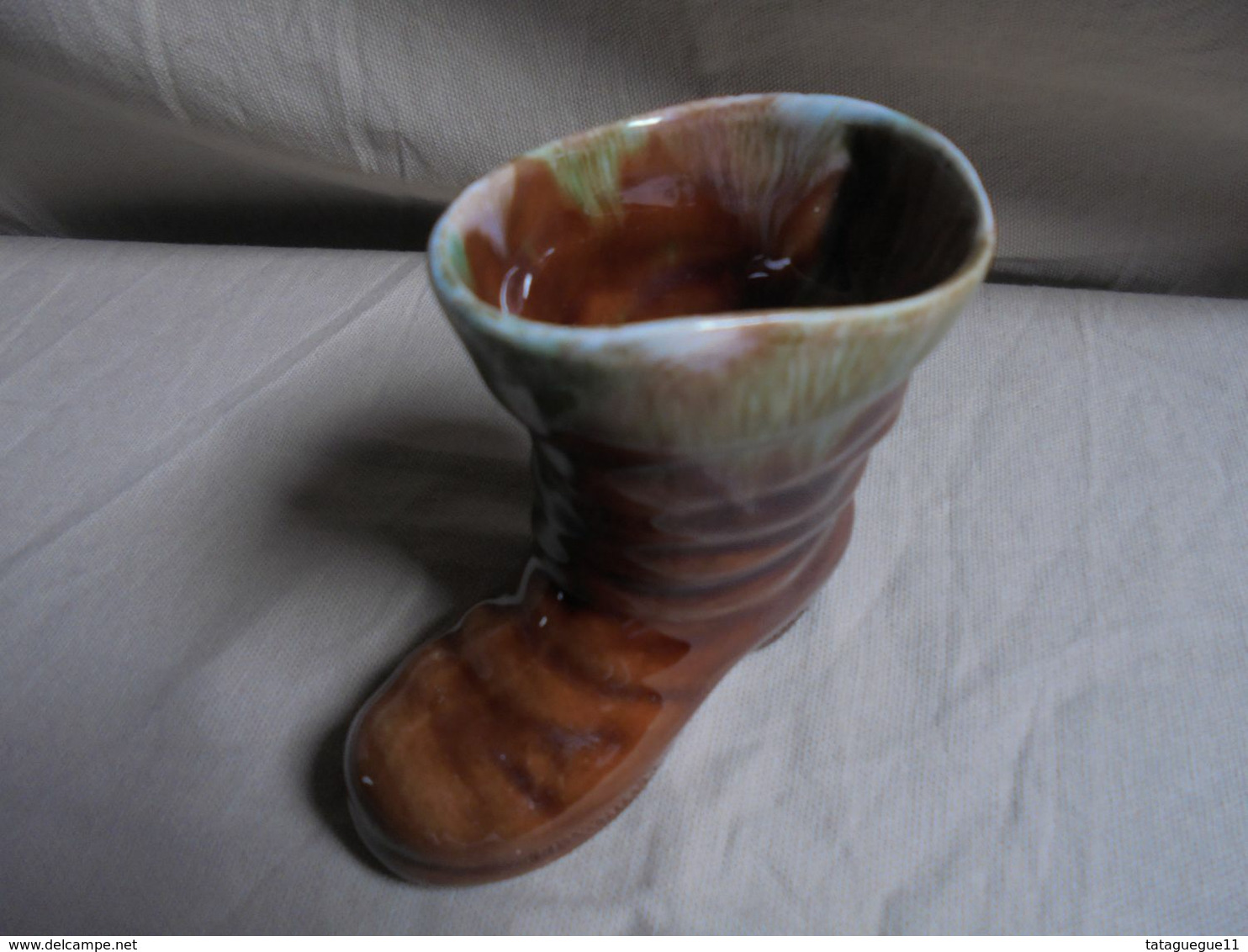 Ancien - Petit Vase En Céramique JMF En Forme De "Botte Des 7 Lieux" - Vallauris (FRA)