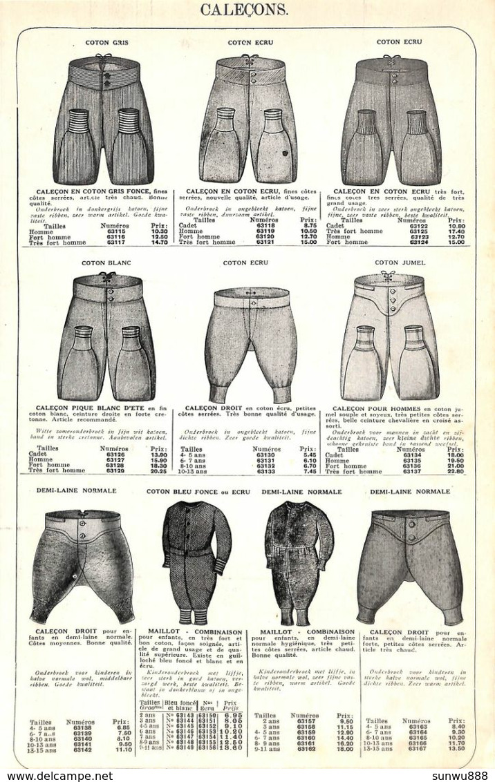 Feuillet Richement Illustré +1925 Caleçons Et Gilets Laine Coton - 1900 – 1949