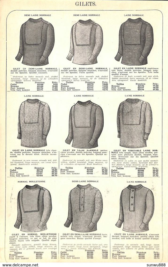 Feuillet Richement Illustré +1925 Caleçons Et Gilets Laine Coton - 1900 – 1949