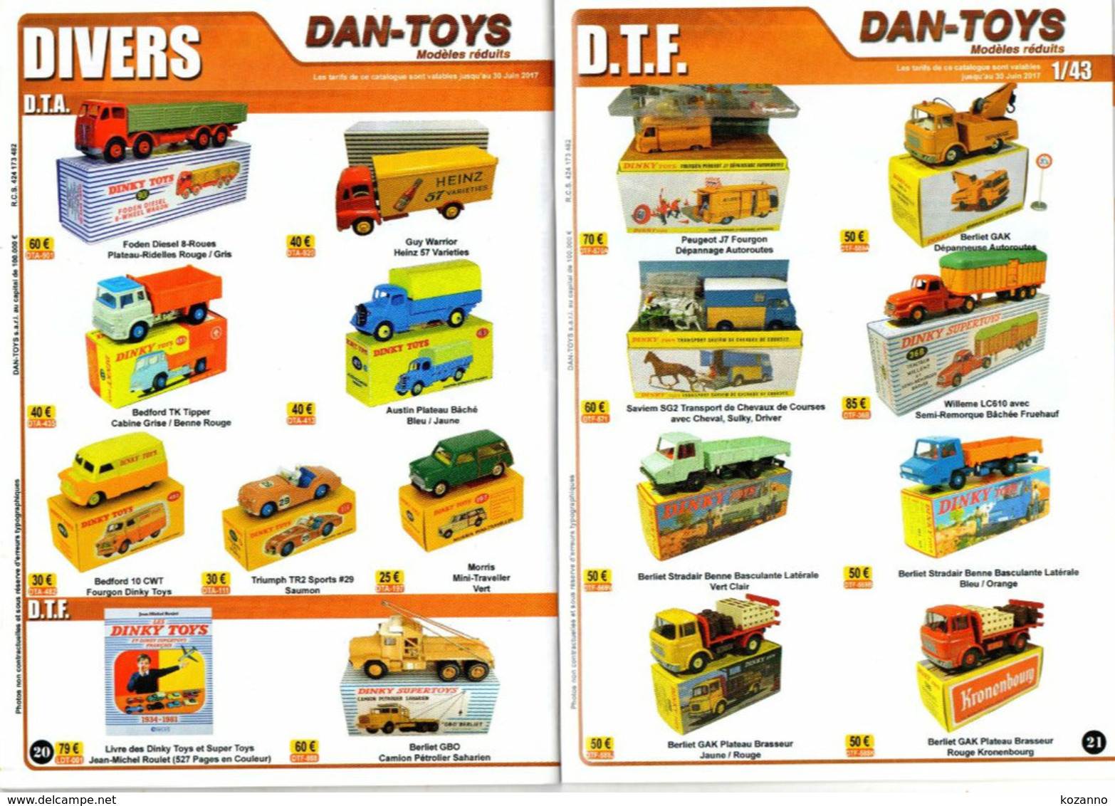 DAN TOYS - CATALOGUE N°111: JUIN 2017  + 500 MODEL REDUIT VEHICULE / AUTOMOBILE / PHOTO Avec PRIX VALEUR ESTIMATION - Catalogues & Prospectus