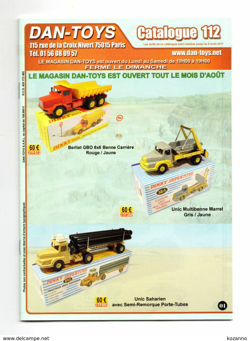 DAN TOYS - CATALOGUE N°112: AOUT 2017  + 500 MODEL REDUIT VEHICULE / AUTOMOBILE / PHOTO Avec PRIX VALEUR ESTIMATION - Catalogi