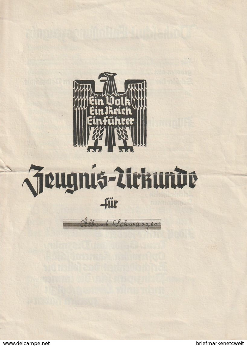 Deutsches Reich / 1940 / Zeugnis-Urkunde, 4 Seiten (A640-20) - Covers & Documents