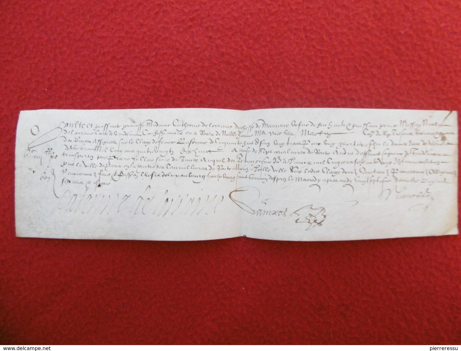 CATHERINE DE LORRAINE AUTOGRAPHE SUR PARCHEMIN MANUSCRIT - Otros & Sin Clasificación