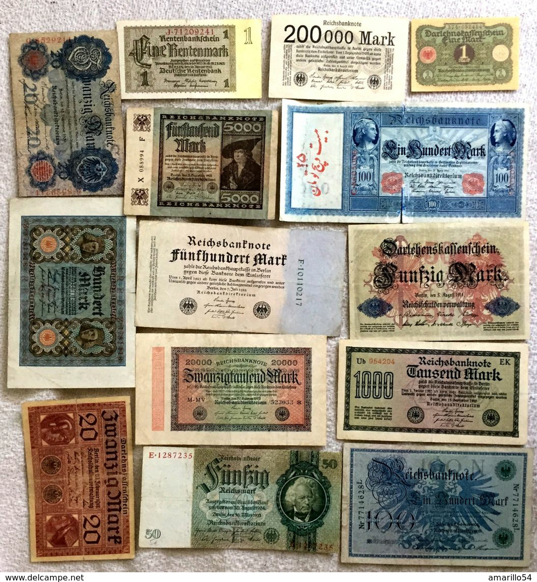 Lot 14 Alte Banknoten Konvolut Deutschland Germany Erhaltung II-III - Collections