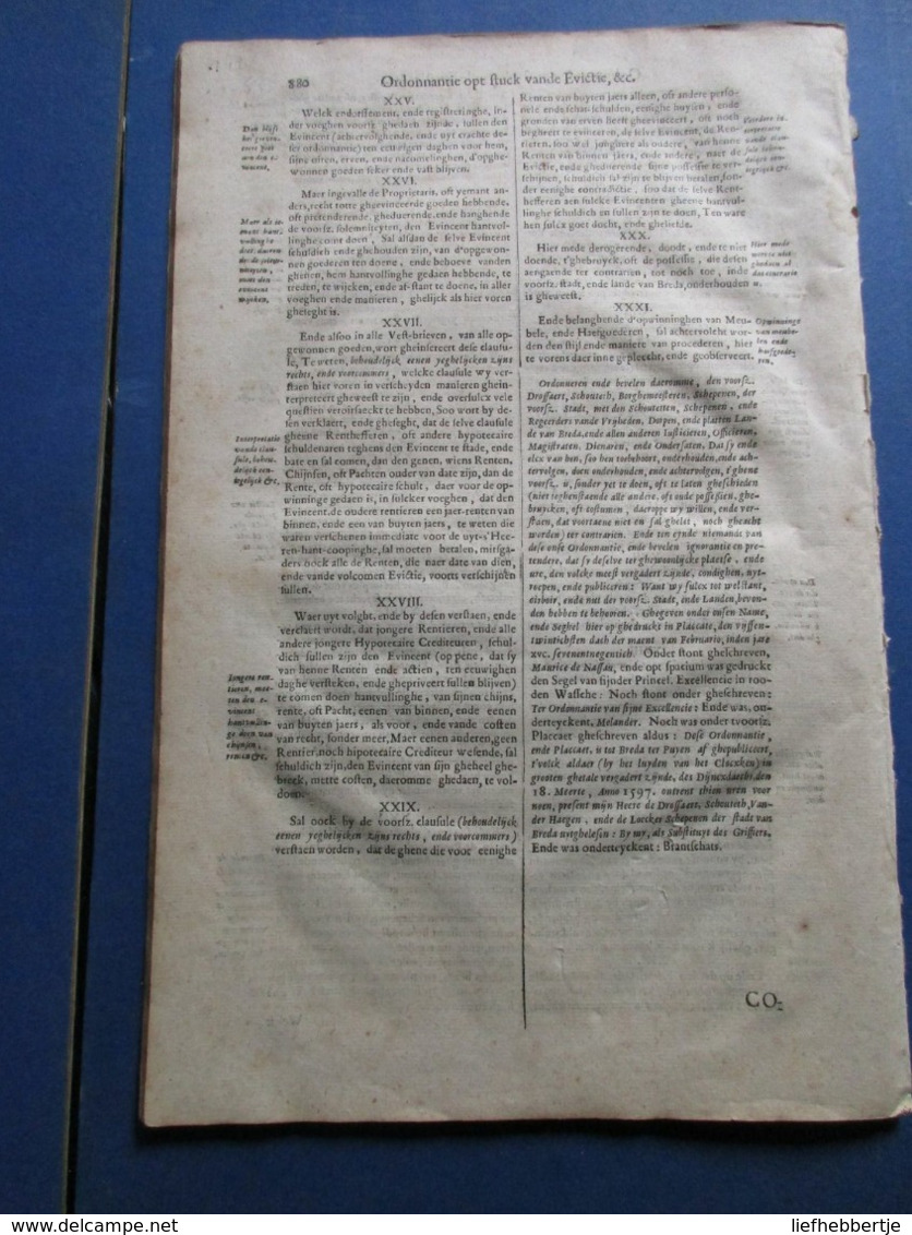 Costumen Vande Stadt, Ende Lande Van Breda - Wellicht Ca 1682 - Gewoonterecht - Recht - Decrees & Laws