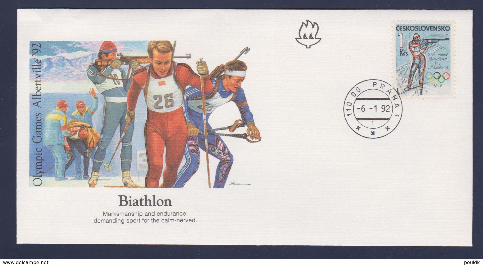 Ceskoslovensko FDC 1992 Albertville Olympic Games - Biathlon (G112-57) - Winter 1992: Albertville