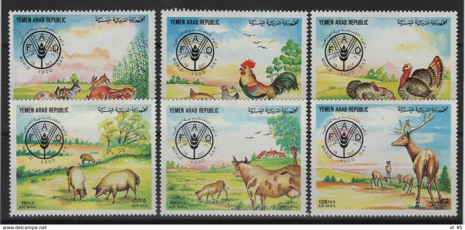 Yemen Republique Arabe - PA 190 à 195 - Faune - Alimentation - Cote 22.50€ - * Neufs Avec Trace De Charniere - Yémen