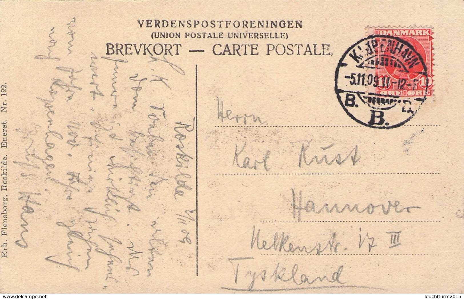 DENMARK - PICTURE POSTCARD 1909 KOPENHAGEN - HANNOVER /AS153 - Storia Postale