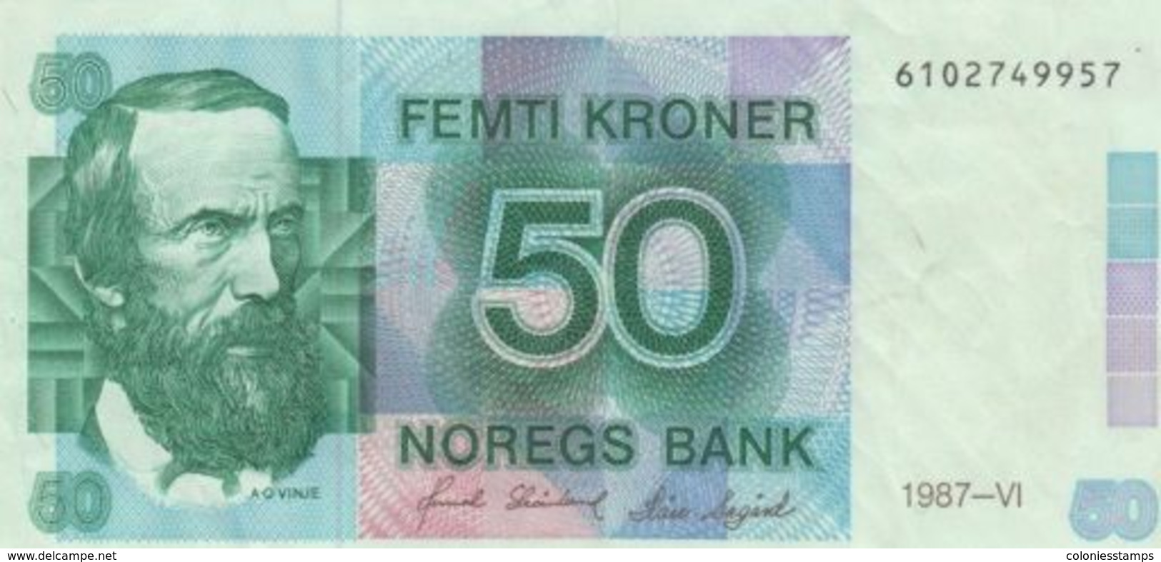 (B0098) NORWAY, 1987. 50 Kroner. P-42b. VF - Norwegen