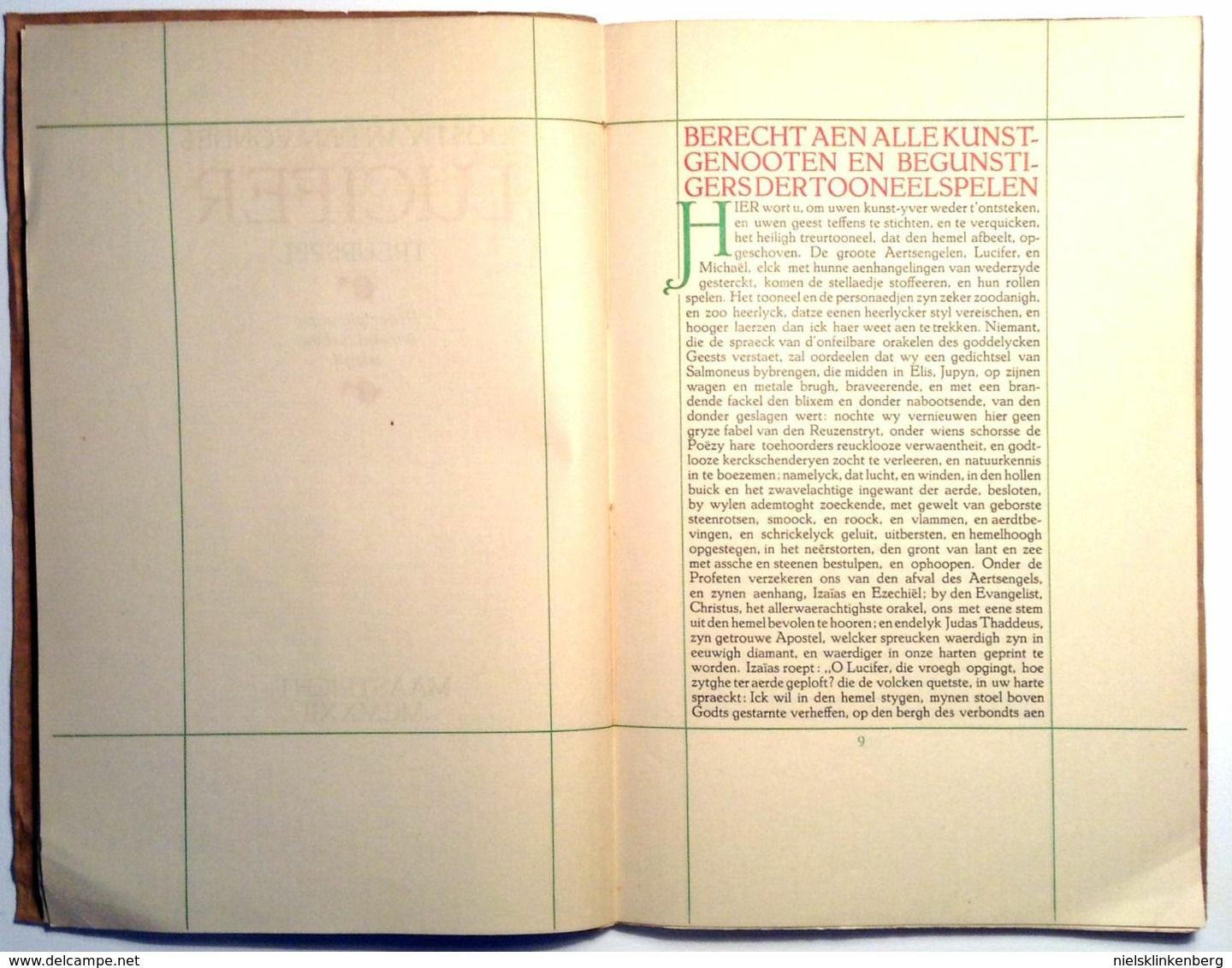 VONDEL, JOOST VAN DEN Lucifer. Treurspel. Praecipitemque Immani Turbine Adegit. Maastricht, Leiter-Nypels, 1922. - Poesia