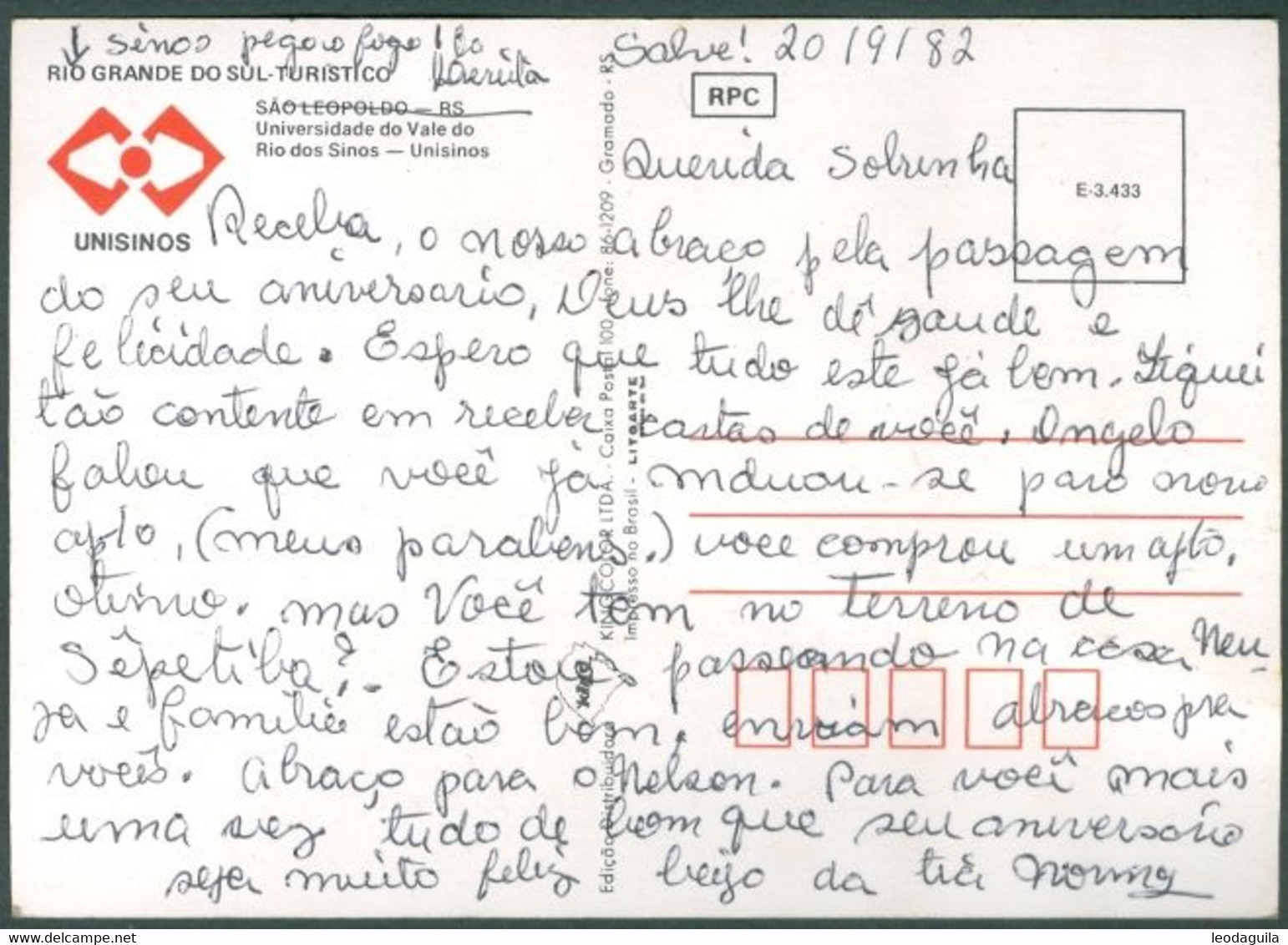 BRAZIL  -  CITY OF SÃO LEOPOLDO - UNIVERSIDADE DO VALE DO RIO DOS SINOS -  WRITTEN - Porto Alegre