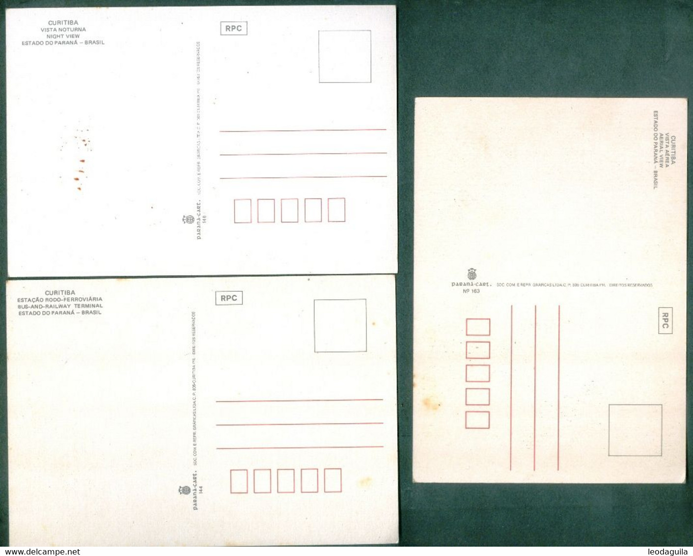 BRAZIL -  AERIAL VIEWS   - CURITIBA -  3 UNUSED CARDS - Curitiba