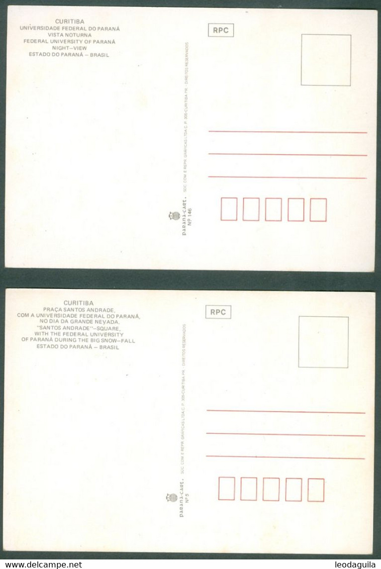 BRAZIL - CURITIBA - FEDERAL UNIVERSITY OF PARANÁ  - 2 UNUSED POSTCARDS - Curitiba