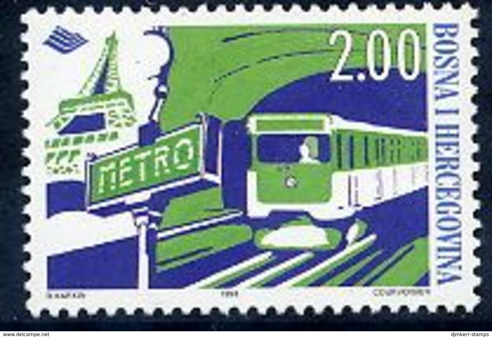 BOSNIA & HERCEGOVINA (Sarajevo) 1998 Metro Railway MNH / **.  Michel 145 - Bosnië En Herzegovina