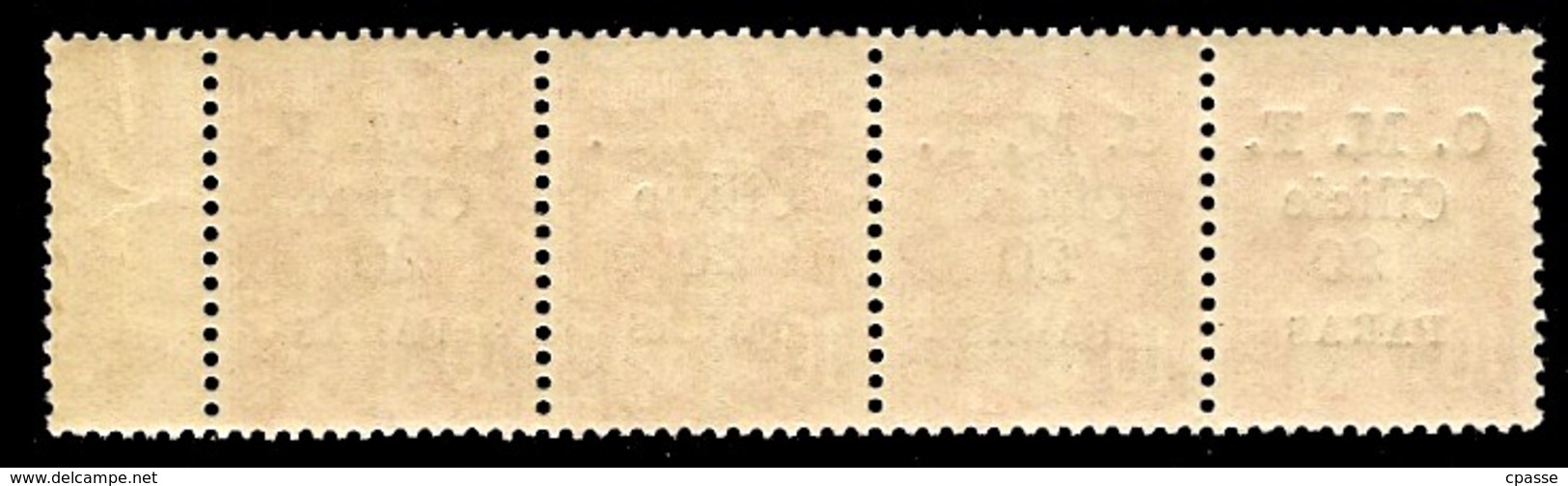 (Bande De 4) Timbre Type Semeuse Surchargé O.M.F. Cilicie (vingt) PARAS - Unused Stamps