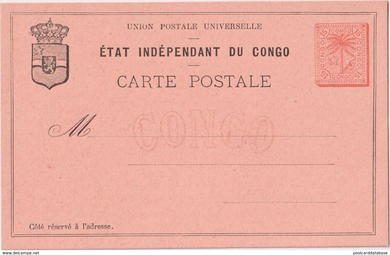 Stamped Stationery - Etat Independant Du Congo - Entiers Postaux