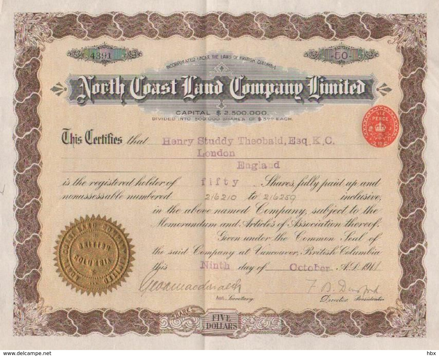 North Coast Land Company - 1911 - M - O
