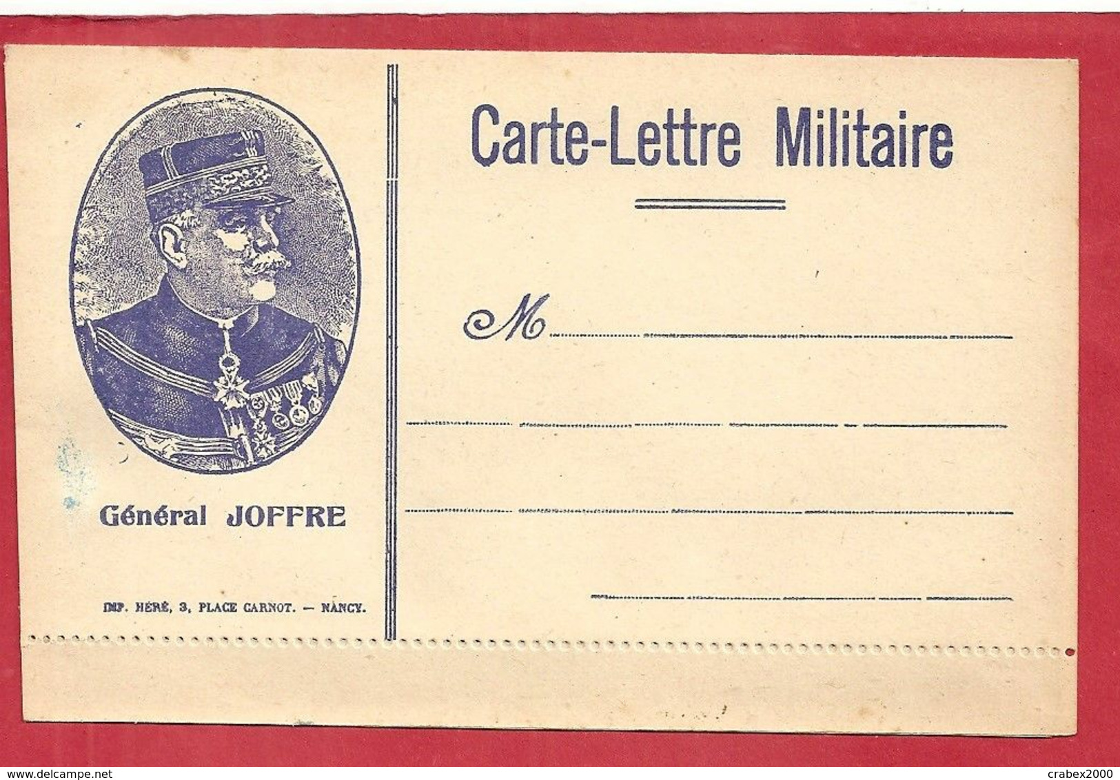 FM CARTE LETTRE  DE FRANCHISE MILITAIRE (JOFFRE)VIERGE - Brieven En Documenten