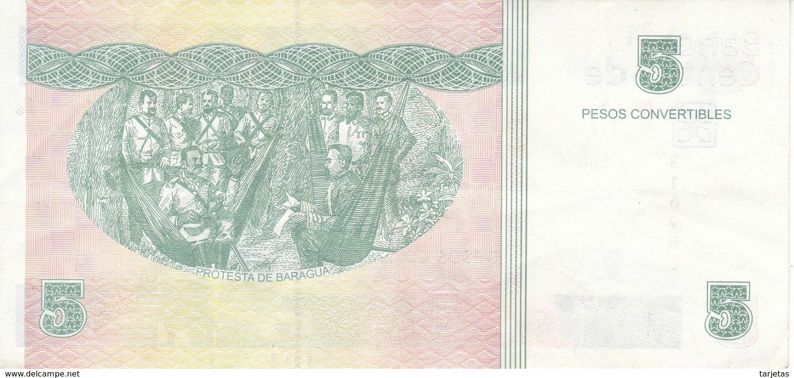 BILLETE DE CUBA DE 5 PESOS CONVERTIBLES DEL AÑO 2017  (BANKNOTE) ANTONIO MACEO - Cuba