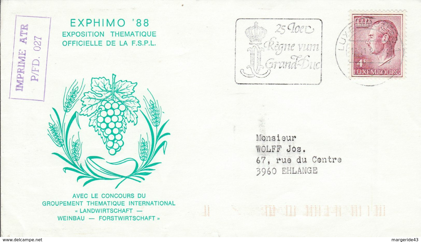 LUXEMBOURG OBLITERATION 25 ANS DE REGNE DU GRAND DUC 1980 - Maschinenstempel (EMA)