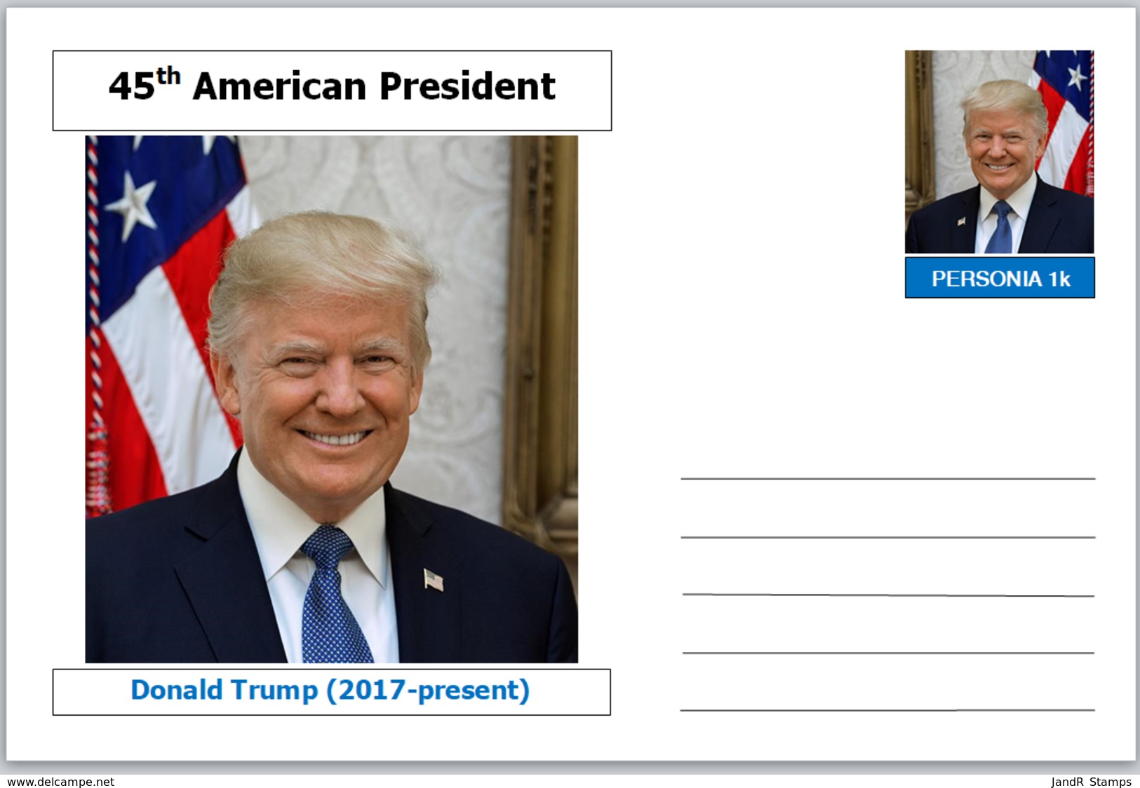 US Presidents - Souvenir Postcard (glossy 6" X 4" [15cm X 10cm] Card) - Donald Trump AMERICANA - Other & Unclassified